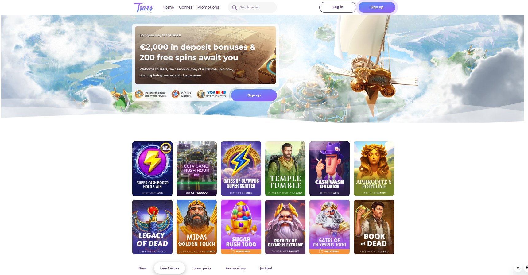 Tsars Casino igre v živo